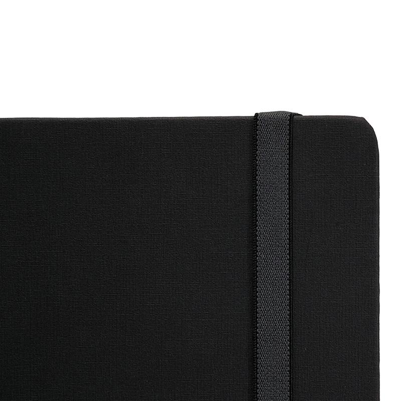 Personalized Pu Leather Note Book With Elastic & Pen Holder - Black